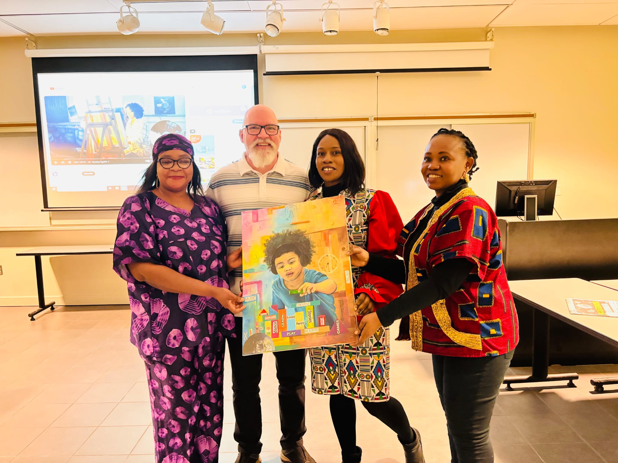 Community collaborative artwork moment - Artist Chinenye with educators and students